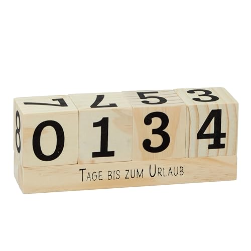 Countdown Holz Würfel - 16 x 6 cm - Tageszähler Kalender mit 8 Sprüchen - Dauerkalender für Hochzeit...