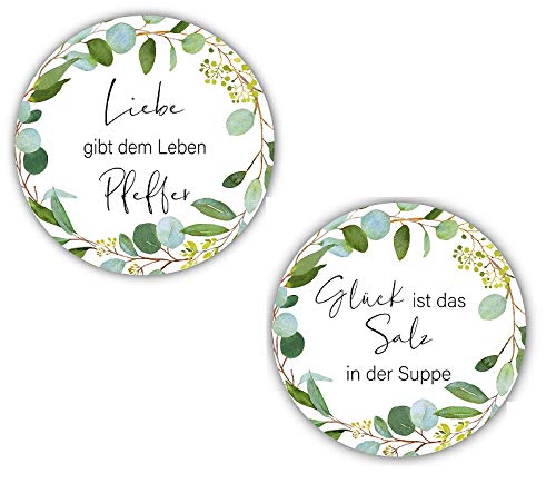80 Sticker Aufkleber Salz & Pfeffer Liebe & Glück Hochzeit Zubehör Gastgeschenke Gewürze & Selbstgemachtes...