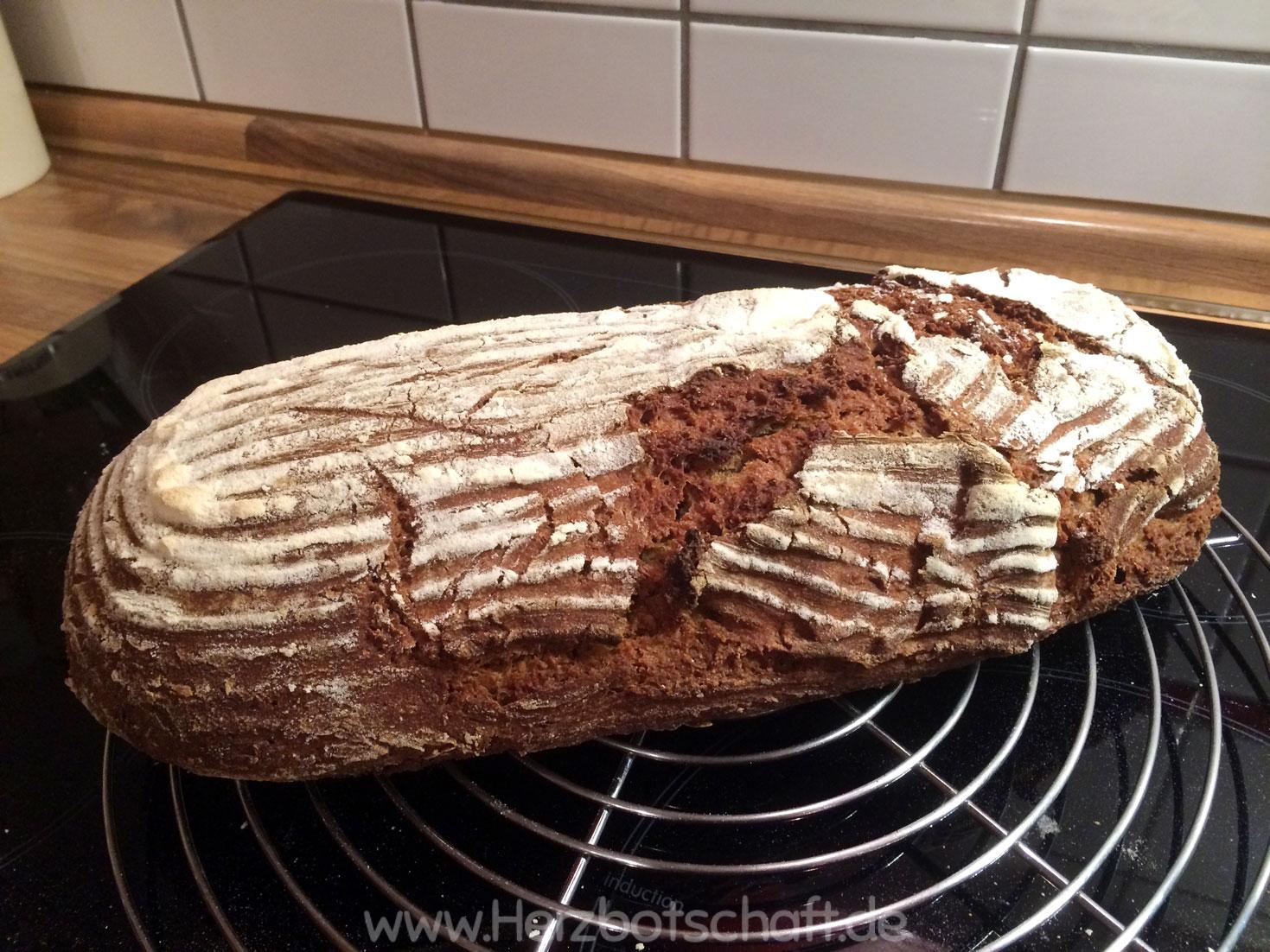 Rezept: Roggenmischbrot mit Sauerteig backen ♥ herzbotschaft.de